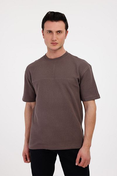 Decas Βαμβακερό μπλουζάκι VIGOR Crew Neck - Καφέ