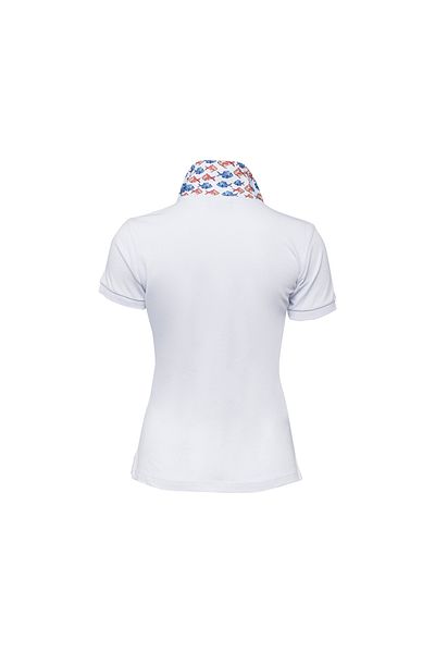 ANEMOSS Aquarium Pattern Women's Polo Neck T-shirt, White