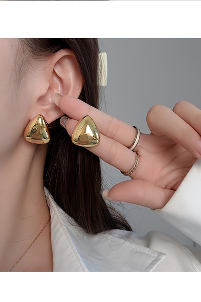 CAŞ DEKORASYON Gold Color Steel Earrings (Pair)