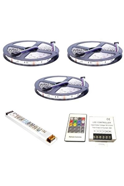 Asşerit Led 15 Metre Iç Rgb Şerit Led Ultra Slim Trafo Ve Kumanda 3 Çip 5050 ...