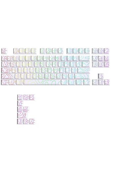 silabor 97 Tuşlu Beyaz Kontur Çizgileri PBT Çift Atışlı Keycaps MX Mekanik Klavyeler için Yan Işık