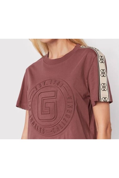 Guess BRITNEY CROP TEE women's t-shirt, burgundy