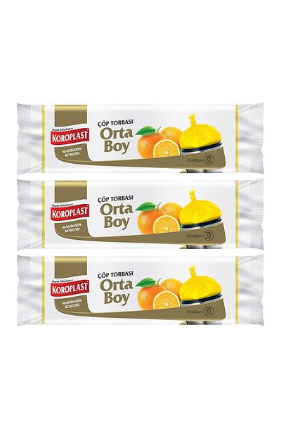 Koroplast Mandarin Scented 15-Piece Medium Garbage Bags - 3 Pieces