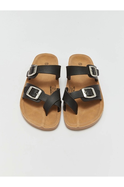 LC Waikiki Lcw Steps Black Double Strap Women's Sandals