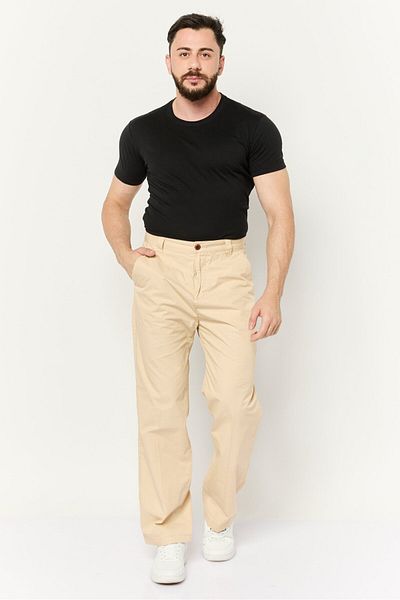 Esprit Men Regular Fit Plain Chino Pants, Beige