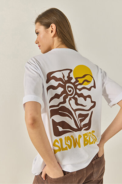 Bianco Lucci Γυναικείο ποδηλατικό λουλούδι με γραφικό εμπριμέ βαμβακερό μπλουζάκι 60284050