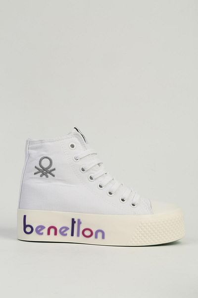 Benetton White Lilac Women's Sneakers BN-30945