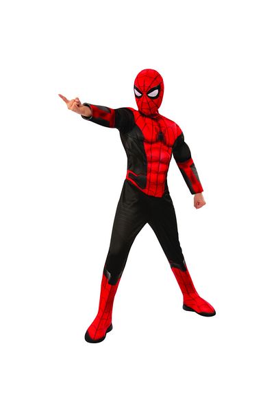 Marvel Deluxe Spiderman Costume With 3D Muscles For Boys - No Way Home 7-8 Years 122 -128 Cm