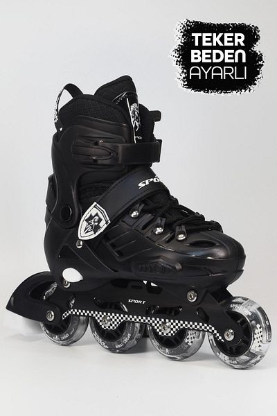 ALASTOR Skates with Bag Double Row Adjustable Wheels Adjustable Size Practice Children Junior Skates Black