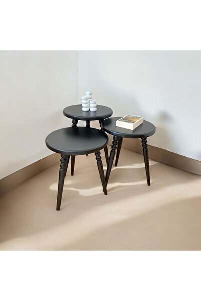 Sienta Home Dekoratif Doğal Ahşap 3’lü Zigon Sehpa Gürgen Ağacı Demonte Klasi...