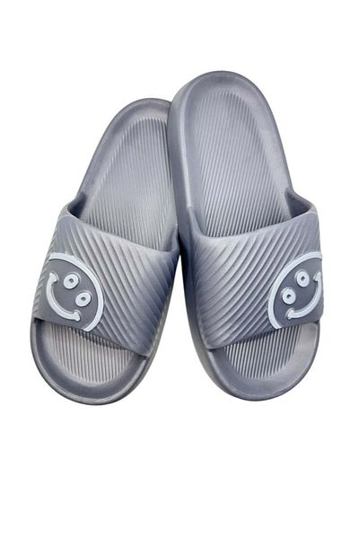 TECOS Men's Beach or Pool Slippers, ®, Grey, Size 44-45, 28 Centimeters, Happy Face