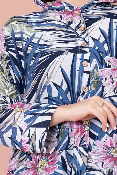 IKKXA Floral Printed Hoodie Jalabiya