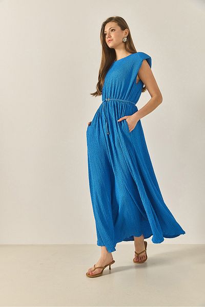 Bianco Lucci Rochie lungă înfășurată pentru femei, cu talie elastică, căptușită, cu buzunare cu centură 6001 60283261