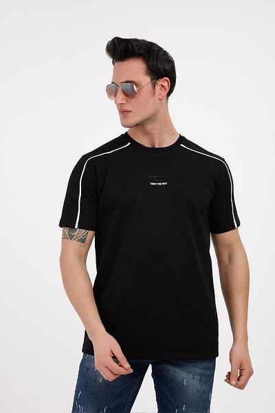 Decas THE WAY Crew Neck Βαμβακερό T-Shirt - Μαύρο