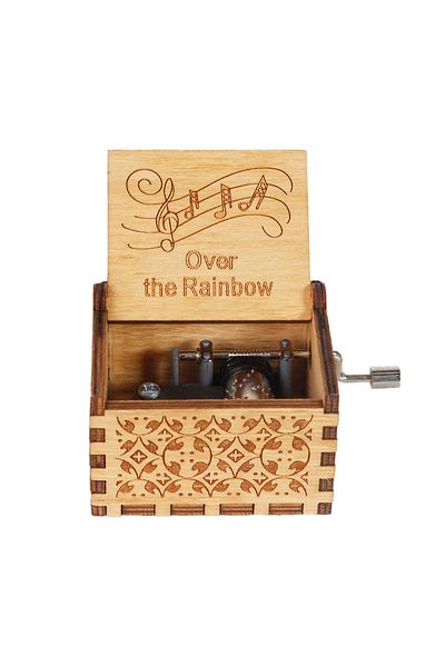 Choice Over the Rainbow Wooden Music Box Frozen Beauty and Beast Hand Cranked Home Decoration Carved Musica