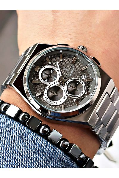 Reward Silver Color Functions Active Steel Strap Men's Wristwatch + BRACELET