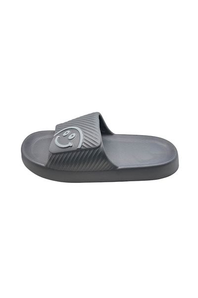TECOS Men's Beach or Pool Slippers, ®, Grey, Size 44-45, 28 Centimeters, Happy Face