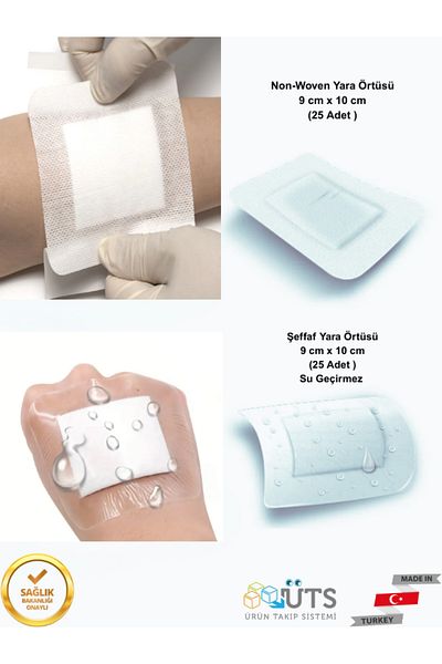 Octacare 9 cm X10 cm Wound Pad 25Pcs + 9Cmx10 cm Wound Cover with Film Pad Waterproof 25Pcs(Hypoallergenic)