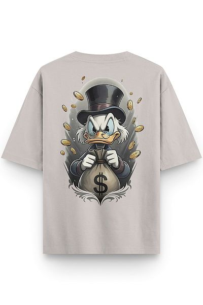 Overoz Μπλουζάκι Stone Color Semi Oversize Scrooge McDuck με στάμπα Oversize Text Unisex T-shirt 1380