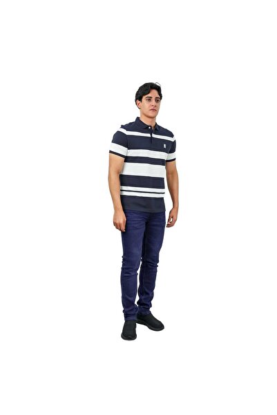 Giordano Men's Lion Embroidery Stripe Polo