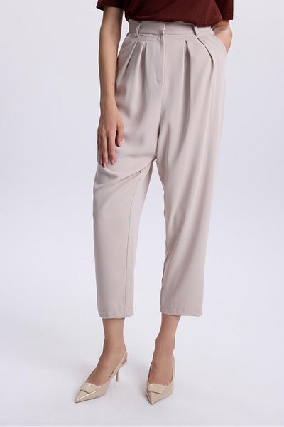 Zühre Μπεζ φαρδύ παντελόνι P-0187K