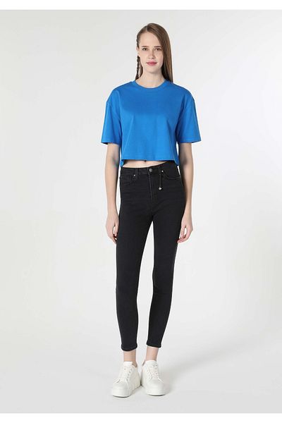 Colin's Pantaloni negri de damă, skinny fit, cu talie medie, cu picioare înguste