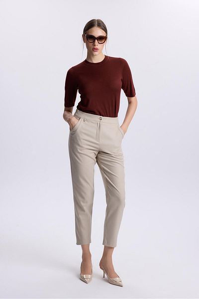 Zühre Μπεζ Skinny Leg Παντελόνι P-0203