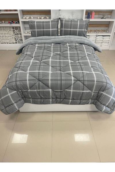 argehome Double Double Sided Luxury Welsoft Elite Quilt Soft Fleece Quilt and Pillowcase Sapphire Gray