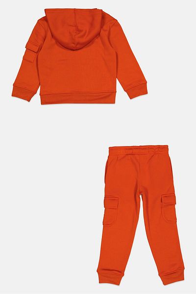 Brooklyn Toddlers Boy 2piece Hooded Graphic Print Long Sleeve Sweatshirt And Pant, Orange