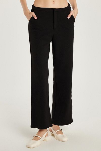 Tudors Women's Slim Fit Slim Fit Wide Leg Black Trousers