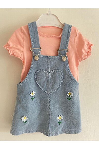 caliskanonline Papatya Desenli Yazlık Kız Bebek Salopet Etek