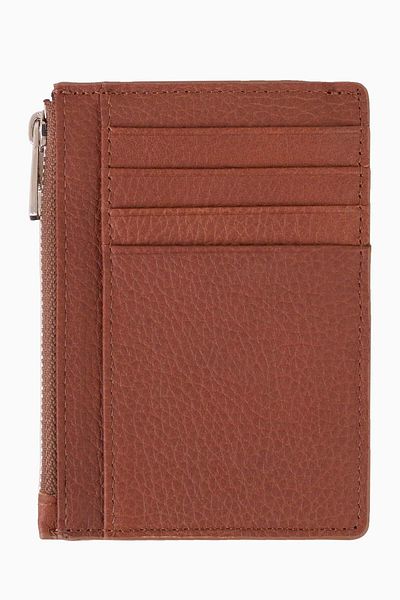 DAMY Genuine Leather Minimal Card Holder Wallet 589 - Tan