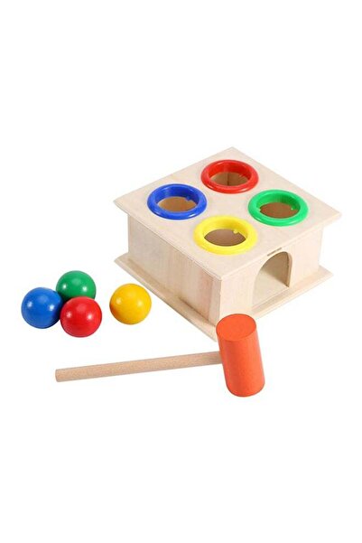 toystime Classic Bright Colourful Grasping Handle Wooden Hammering Ball Game ...