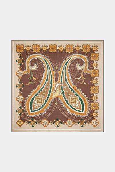 Vakko وشاح حريري من الفوال بنمط شال القهوة