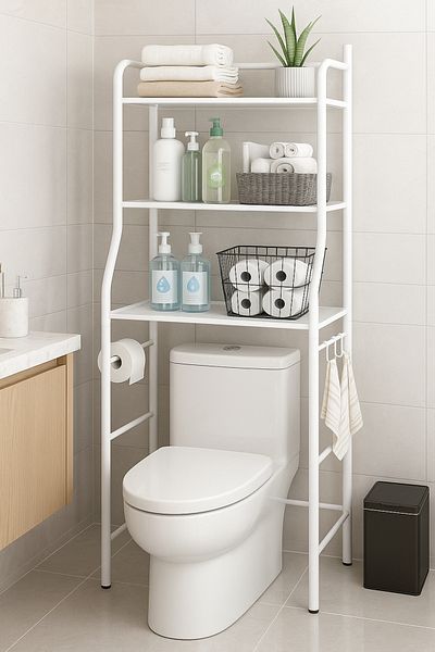 ALMUFARREJ Over Toilet Storage Bathroom Shelving White 25x160x47cm