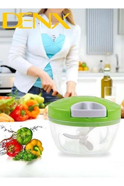 Denx Manual Food Chopper And Cutter With A Pull Cord For Chopping Onions, Garlic, And Vegetables, Green