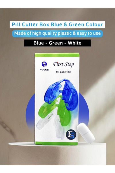 First Step Pill Cutter (Green) – Compact Tablet Splitter | Stainless Blade, Safe & Accurate Cutting