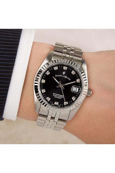 100de100Gübre Jacques Du Manoir Inspiration Damen Uhr Silber Nro.05