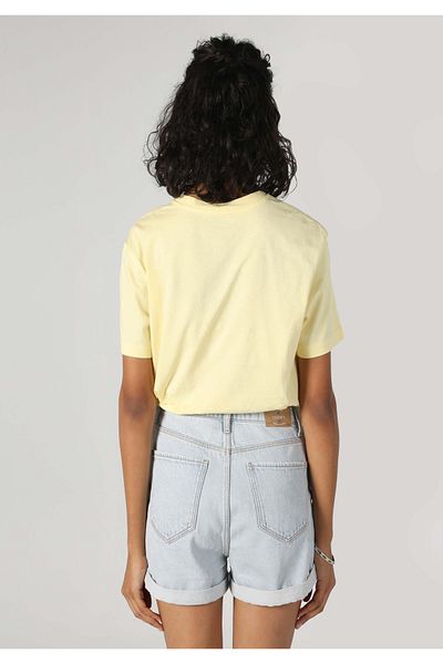 Colin's Yellow Crew Neck Text Printed Women's Short Sleeve T-Shirt - Regular Fit