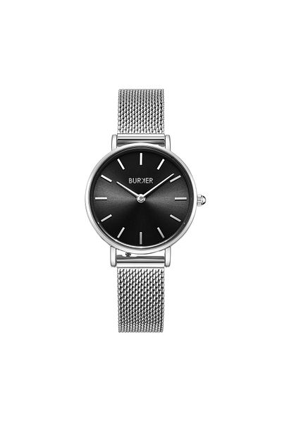 Burker Damenuhr Ruby Petite Silber Schwarz Mesh