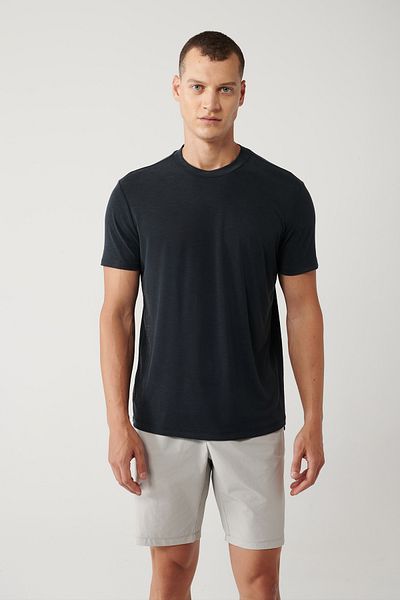 Avva Ανδρικό μπλουζάκι Anthracite Crew Neck με στάμπα μαλακής αφής A41y1032