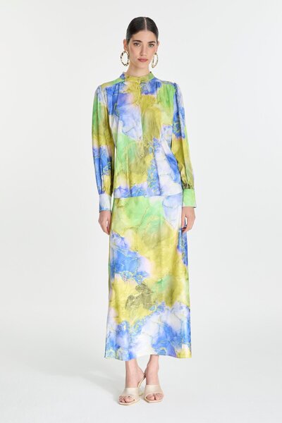 Zühre Πουκάμισο με πράσινο μοτίβο με γιακά δικαστή - G-0082