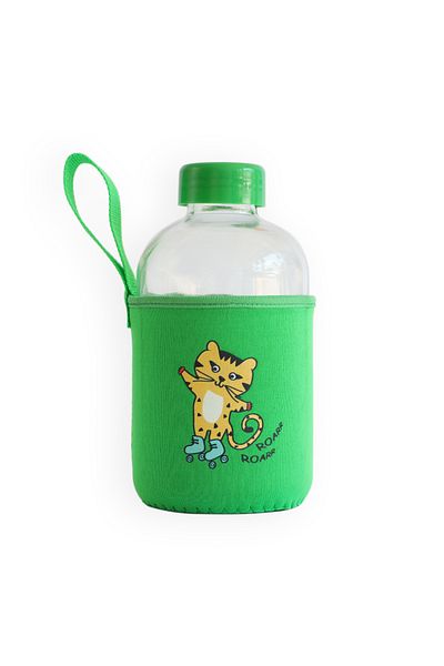 Milk & Moo Milk&moo Glass Children's Water Bottle Skater Cheetah 600 ml