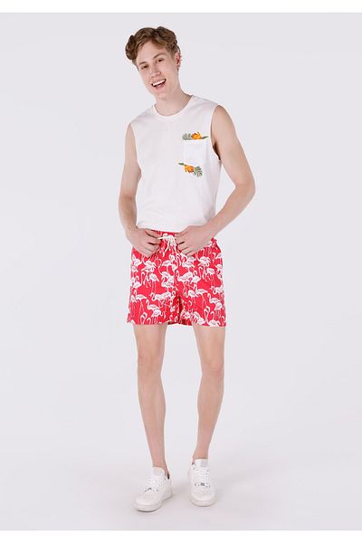 Colin's Ανδρικό κόκκινο μαγιό σορτς με στάμπα Slim Fit