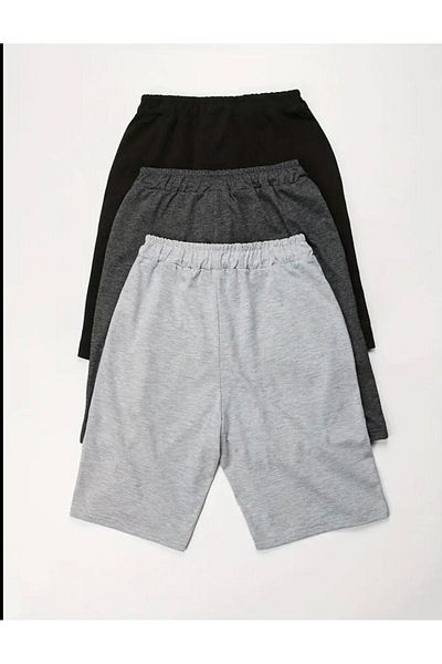 UYN SPORT Pack of 3 Relaxed Cut Elastic Waist Summer Soft Fabric Shorts with Pockets