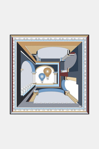 Vakko وشاح من نسيج التويل منقوش من أنثراسايت OBJE