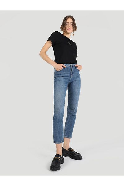Colin's Pantaloni de damă slim cu talie medie, cu picioare drepte, indigo