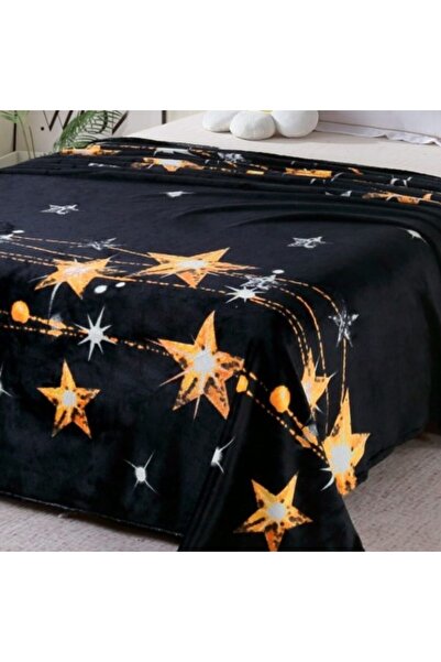 Pucioasa Black cocolino blanket with stars 200x230cm