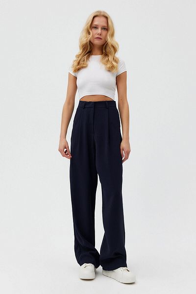 Açelya Okcu Palazzo-Gewebte Hose mit hohem Bund und Beinabschluss