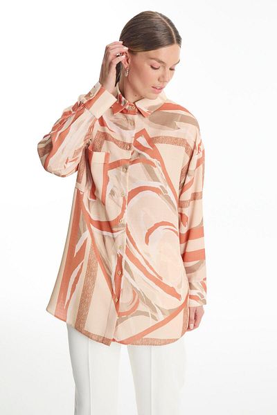 Zühre Patterned Orange Shirt G-0100